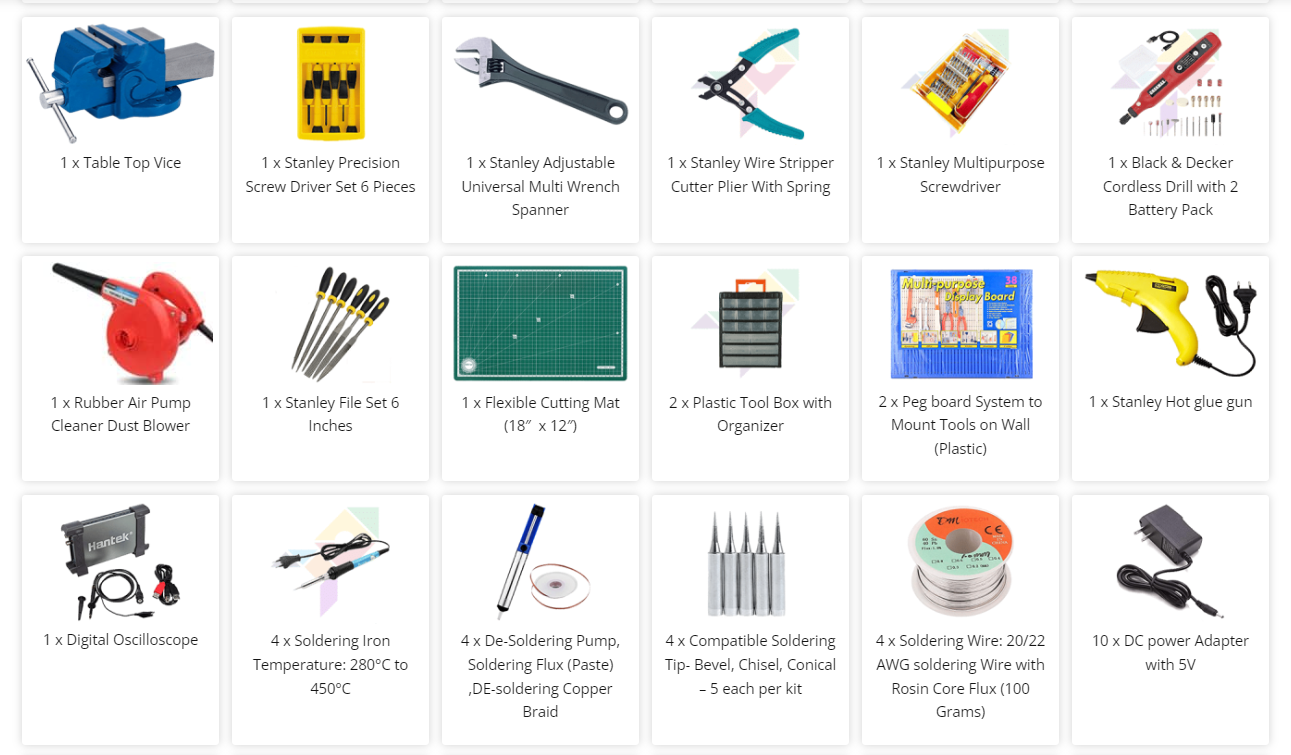 Atal Tinkering Lab – Package 3 (P3) – Mechanical, Electrical and Measurement Tools
